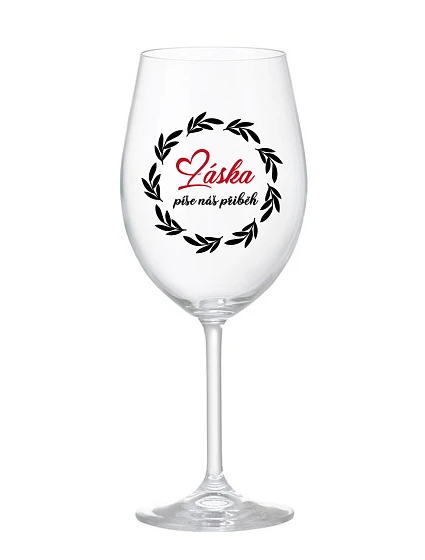 LOVE WRITES OUR STORY - číry pohár na víno 350 ml