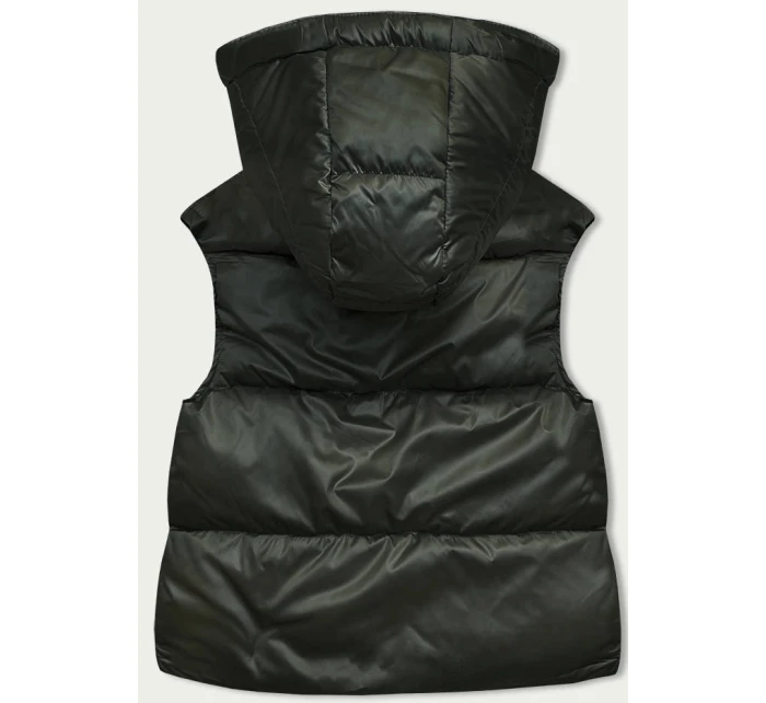 Krátká dámská vesta v khaki s kapucí  model 21903303 - Good looking