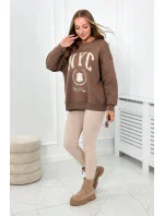 Bavlnená súprava, zateplená mikina + legíny hnedý Bavlnená súprava, zateplená mikina + legíny hnedý