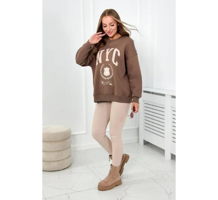 Bavlnená súprava, zateplená mikina + legíny hnedý Bavlnená súprava, zateplená mikina + legíny hnedý