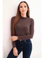 Dámska kašmírová blúzka s rolákom a dlhými rukávmi hnedá Dámska kašmírová blúzka s rolákom a dlhými rukávmi hnedá