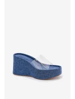 Dámské Pantofle Na Klínu S Páskem Džínové model 21699263 - Boto