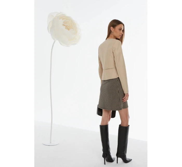 Elegantná kožená bunda JAC0400 beige - Monnari