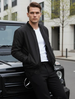 Pánska bunda bomber čierna FashionStreet TX4423