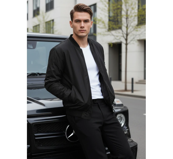 Pánska bunda bomber čierna FashionStreet TX4423 Pánska bunda bomber čierna FashionStreet TX4423