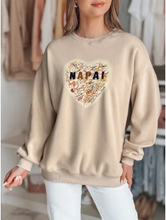Dámská oversize mikina se srdcem béžová Dstreet model 21988123 - FashionStreet