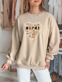 Dámská oversize mikina se srdcem béžová Dstreet model 21988123 - FashionStreet