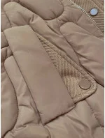 Krátká béžová zimní bunda s ozdobnou kapucí model 21248205 - S'WEST Krátká béžová zimní bunda s ozdobnou kapucí model 21248205 - S'WEST