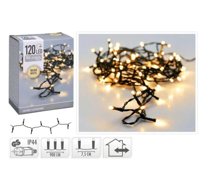 VIANOČNÝ STROMČEK SVETELNÁ REŤAZ 120 VIEDLA TEPLÁ BIELA