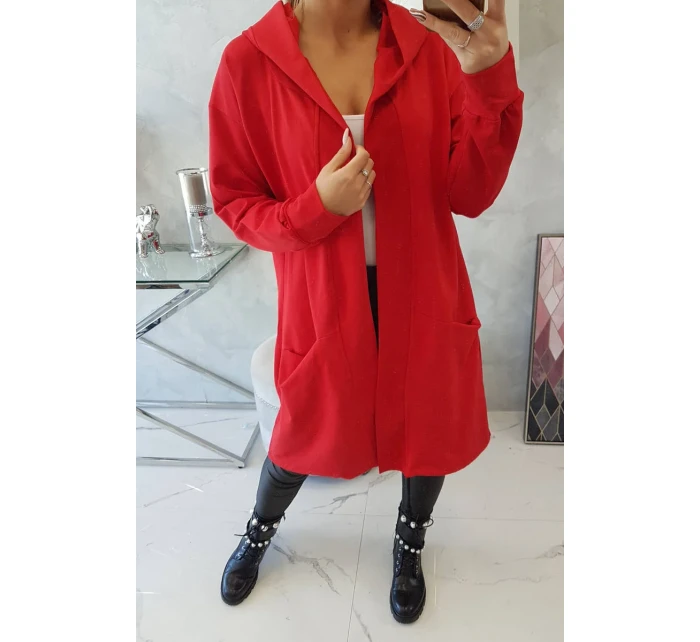 Pláštěnka s kapucí oversize červená