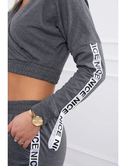 Sada s ozdobnými pásikmi grafitová melanž