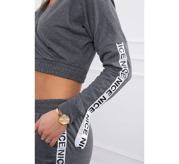 Sada s ozdobnými pásikmi grafitová melanž