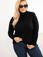 Dámsky plus veľkosť viskózový sveter s klasickým strihom čierny
