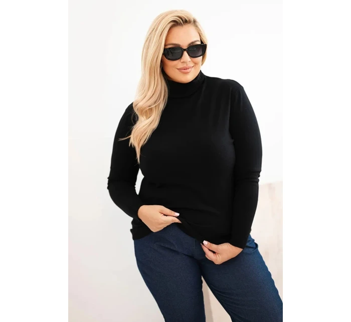 Dámský svetr Plus Size z viskózy model 21321816 střihu černý - K-Fashion Dámský svetr Plus Size z viskózy model 21321816 střihu černý - K-Fashion