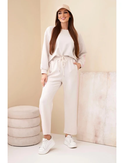 Dámský viskózový komplet v  s lampasy béžový model 22011678 - K-Fashion