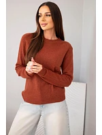 Dámský svetr z baby alpaky s dlouhým rukávem a kulatým výstřihem barva model 22294770 - K-Fashion