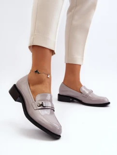 Damskie Lakierowane Mokasyny Szare Nerilaja