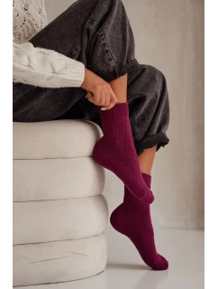 Dámske froté ponožky s cikcakom - bordové