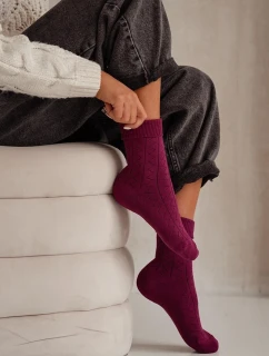 Dámske froté ponožky s cikcakom - bordové