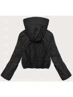 Krátká černá dámská bunda s kapucí model 19447231 - S'WEST