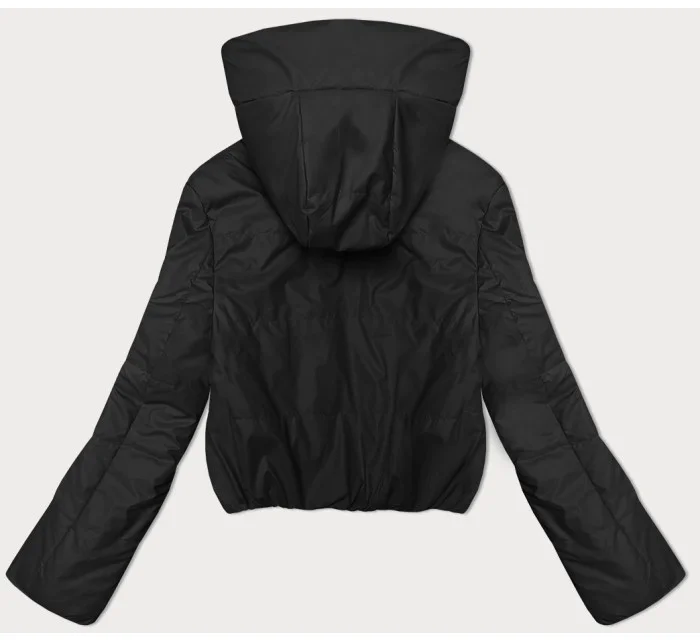 Krátká černá dámská bunda s kapucí model 19447231 - S'WEST