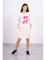 3D grafické šaty so zirkónmi v ružovej farbe 3D grafické šaty so zirkónmi v ružovej farbe