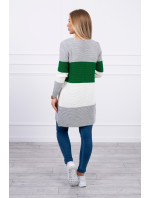 Šedý+zelený pruhovaný svetr