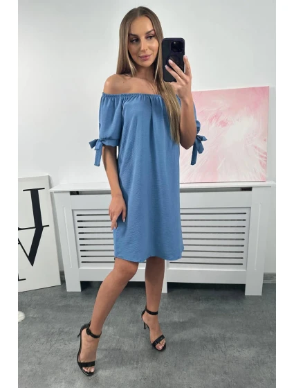 Tmavé džínsové šaty bez rukávov