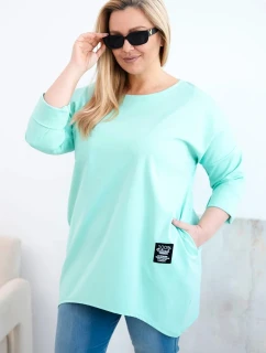 Dámska blúzka v nadmernej veľkosti s dlhším chrbtom a dlhými rukávmi mätová