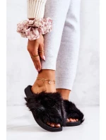 Klapki Z Futerkiem Gumowe Czarne Pollie Klapki Z Futerkiem Gumowe Czarne Pollie