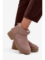 Śniegowce Damskie Z Naturalnego Zamszu Ocieplane Futerkiem Khaki Milora Śniegowce Damskie Z Naturalnego Zamszu Ocieplane Futerkiem Khaki Milora