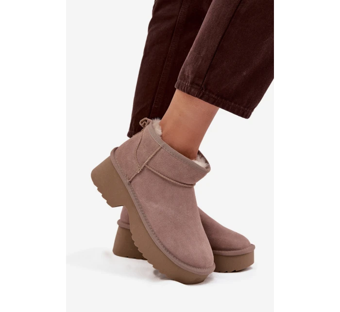 Śniegowce Damskie Z Naturalnego Zamszu Ocieplane Futerkiem Khaki Milora Śniegowce Damskie Z Naturalnego Zamszu Ocieplane Futerkiem Khaki Milora