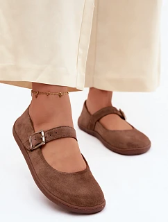 Baleríny Barefoot z přírodního semiše model 22125880 hnědé - Zazoo