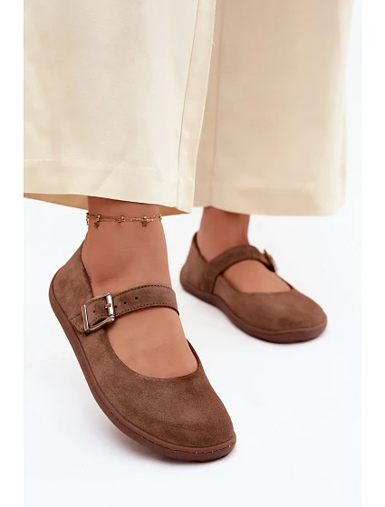 Baleríny Barefoot z přírodního semiše model 22125880 hnědé - Zazoo