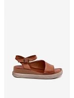 Kožené dámské sandály na platformě model 22208644 Camel - Maciejka