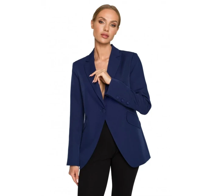 model 17626256 Bunda s jedním knoflíkem a asymetrickými kapsami černá - Moe model 17626256 Bunda s jedním knoflíkem a asymetrickými kapsami černá - Moe