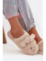 Dámske domáce papuče s ušami a mašľou Corayne - béžové Dámske domáce papuče s ušami a mašľou Corayne - béžové
