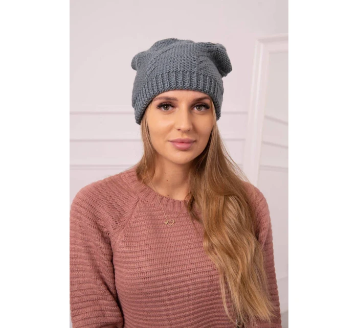 Dámská čepice tmavě šedá model 18752451 - K-Fashion Dámská čepice tmavě šedá model 18752451 - K-Fashion