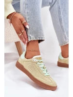 Zamszowe Buty Sportowe Sneakersy Damskie D.Franklin DFSH387005 Limonkowe