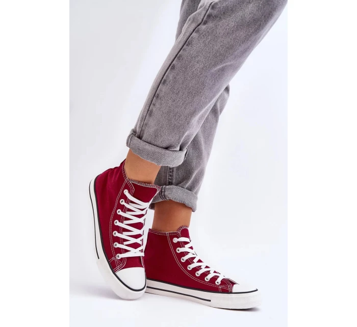 Dámské Klasické Vysoké Tenisky Bordó Remos