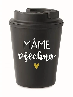 MÁME VŠETKO - čierny termohrnček 300 ml