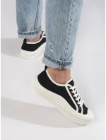 Exkluzívne čierne dámske tenisky bez podpätku Exkluzívne čierne dámske tenisky bez podpätku