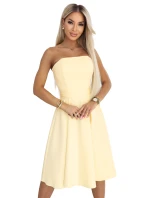 641-3 VIVIENNE korzetové midi šaty s opaskom - pastelovo žlté 641-3 VIVIENNE korzetové midi šaty s opaskom - pastelovo žlté