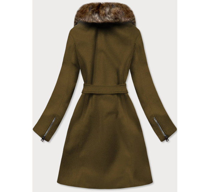 Dámský kabát v khaki barvě s kožešinou model 15834406 - Ann Gissy