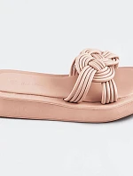 Béžové dámske šľapky s plochou podrážkou (CM-49)