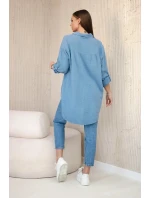 Bavlnená mušelínová oversize džínsová košeľa