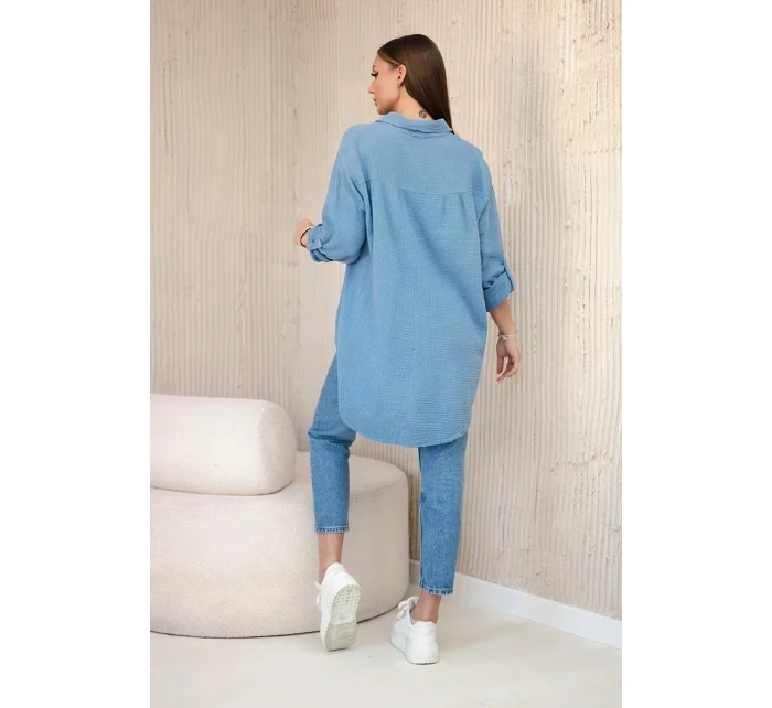Bavlnená mušelínová oversize džínsová košeľa