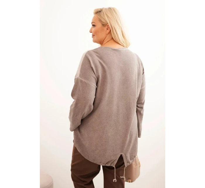 Dámská mikina Plus Size bavlněná s potiskem srdce a model 21321860 hnědá - K-Fashion