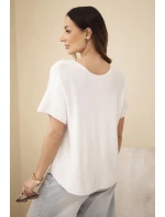 Dámský svetr s krátkým rukávem volného střihu béžový