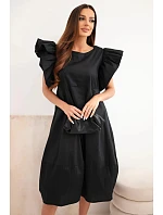 Dámské bavlněné šaty s model 22170751 rukávem černá - K-Fashion